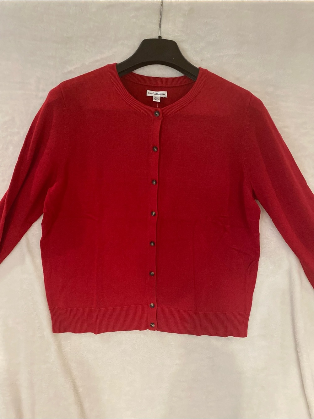 Croft & Barrow Red Button Front Crewneck Cardigan US XL NWT
